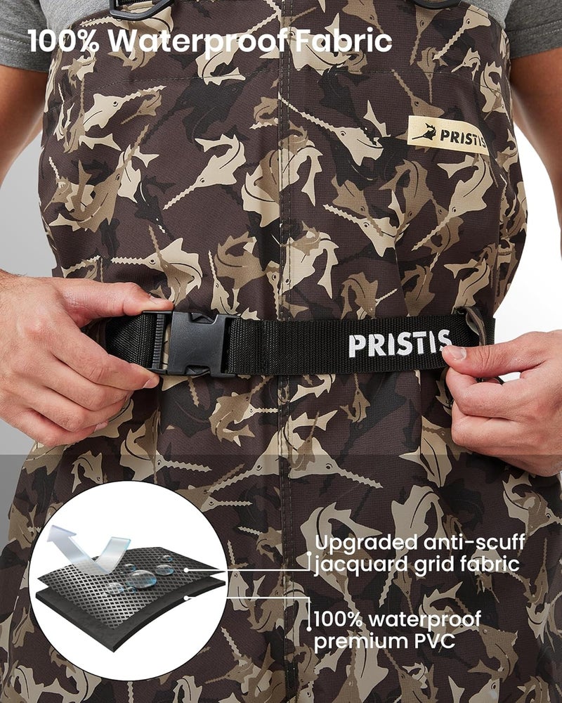Pristis Piscine Storm Chest Waders, 2-layer Anti-scuff Jacquard Grid Waterproof Overalls for Men Women, Hunting Fly Fishing - Image 3